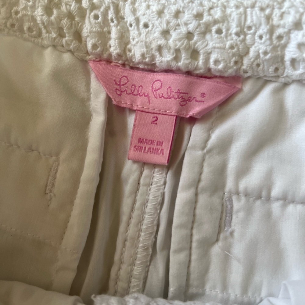 Women's White Eyelet Shorts - Picture 4 of 9